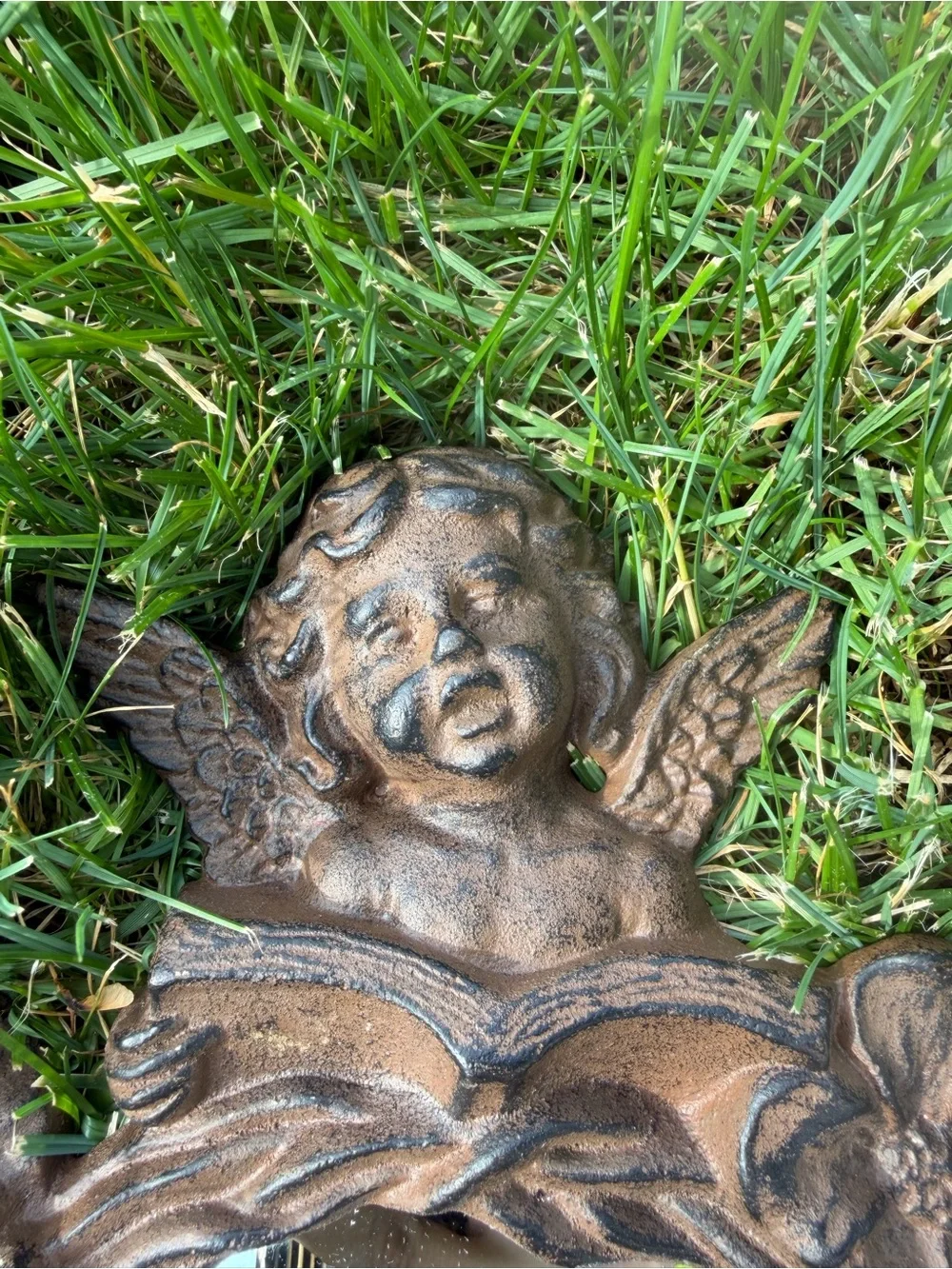 Cast Iron Cherub with Flowers- Mirror